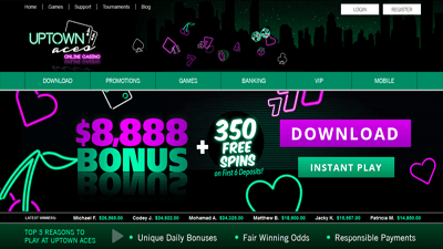 Uptown Aces Casino homepage